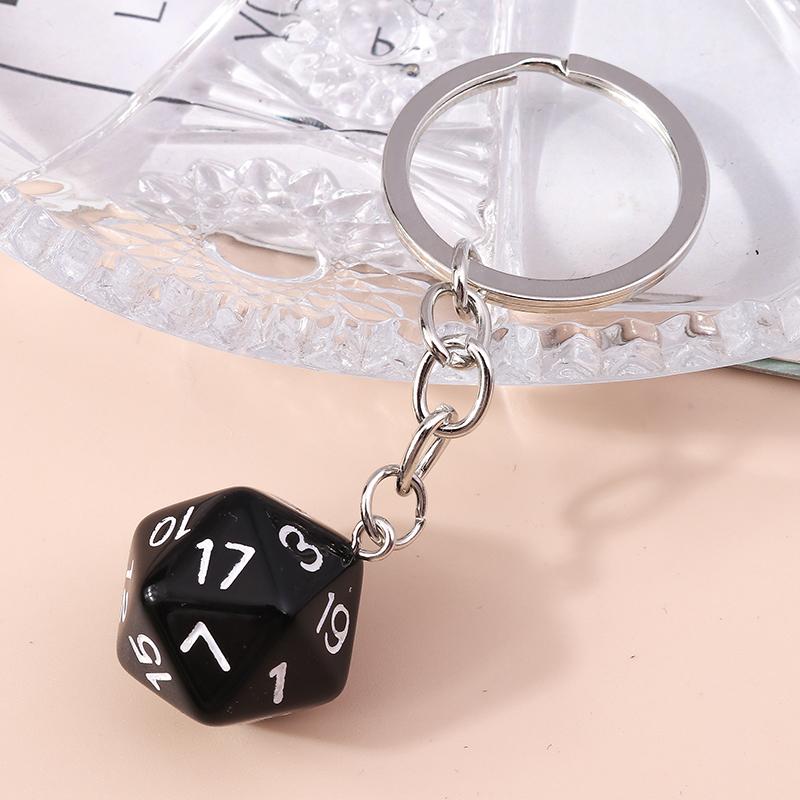 Fashion Resin Geometric Dice Keychain for Men Women Keyring Pendants Car Key Holder Handbag Decor DIY Key Chain Jewelry Gift