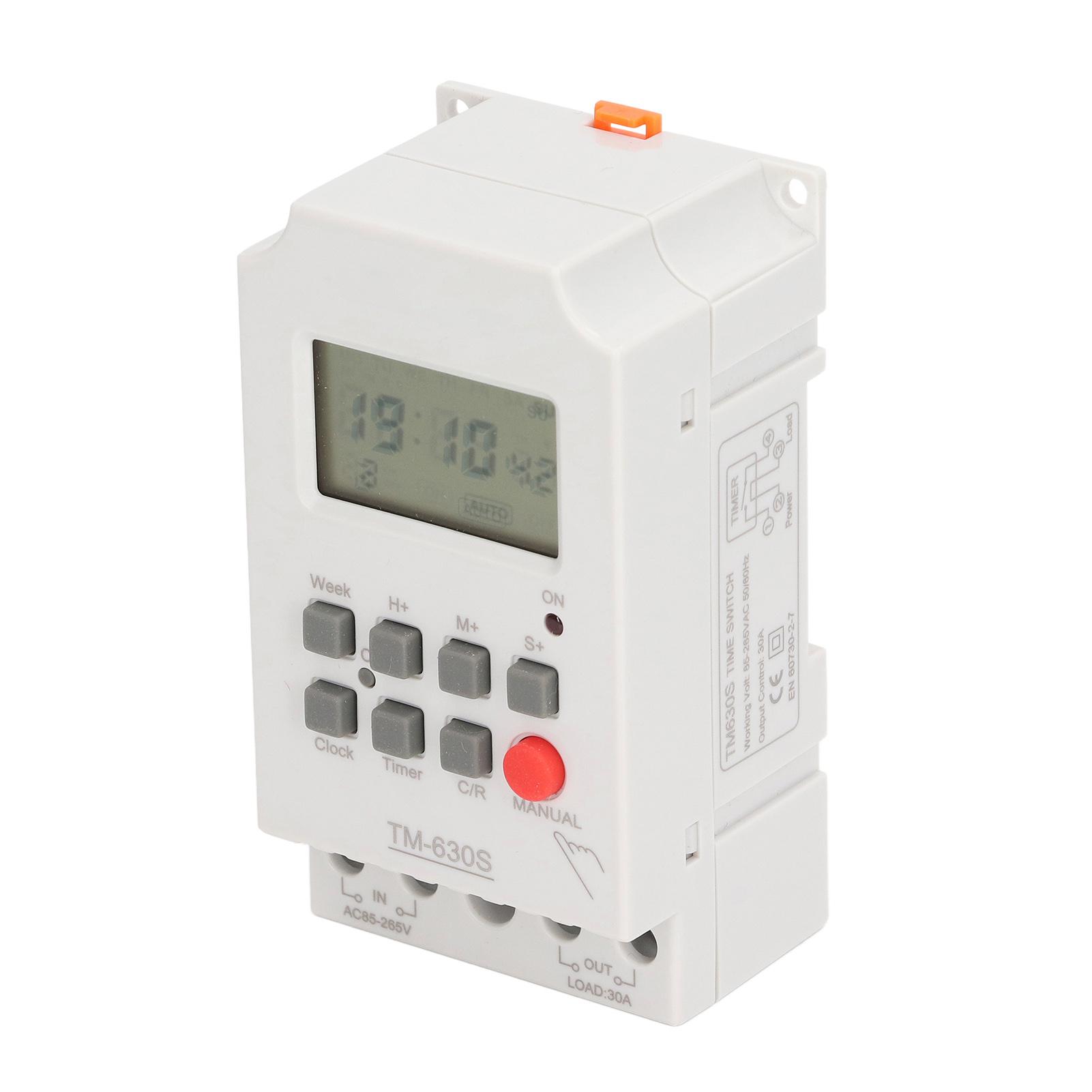

Second Setting Digital Timer Switch ABS 7 Day Programmable Memory Backup Timing Switch AC85265V