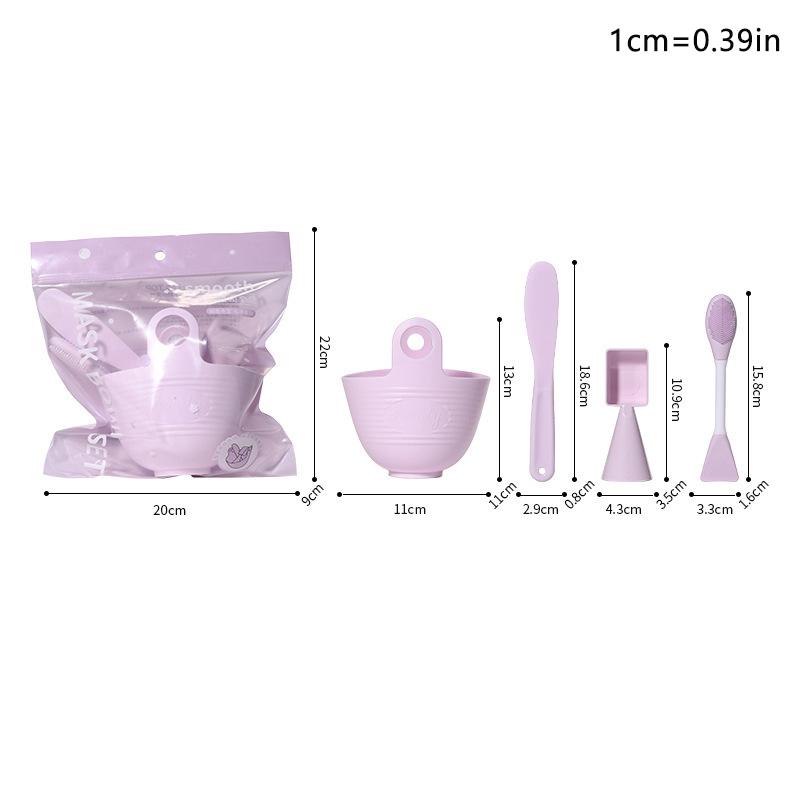 3/4Pcs Silicone Mask Brushes Bowl Measuring Cup Diy Powder Seaweed Mask Tools Handle Multi-Function Brush Face Mud Mixing Beauty