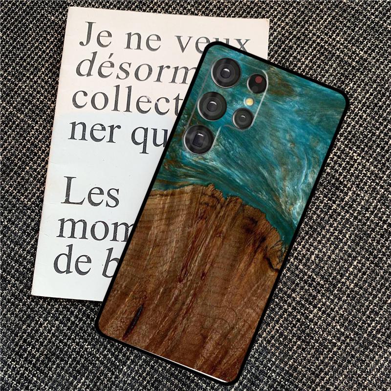 Traveler Protective Wood Resin Case For Samsung Galaxy S24 S25 Ultra S20 S21 S22 S23 Ultra S9 S10 Plus S25 FE Back Cover