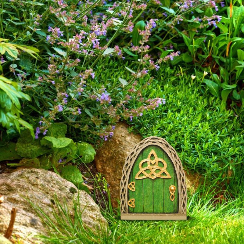 Elf Fairy Door Miniature Garden House Decor Tree Doors Miniature Yard Art Wooden Sculptures Mini Home Garden Doors Ornaments