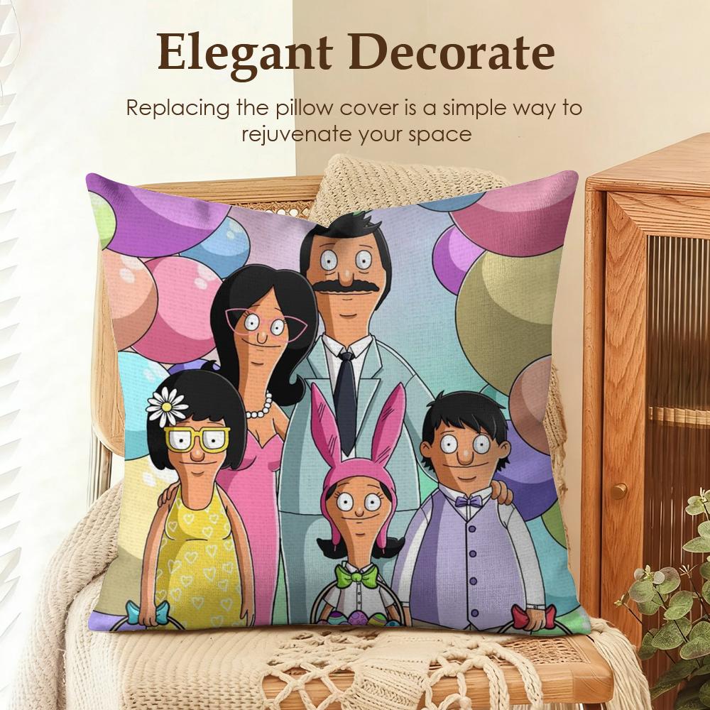

Anime BBobs BBurgers Cushion Cover Natural Linen Organic Fabric DoubleSided Printing Sofa Home Decor Gift Pillow Case 30x30cm