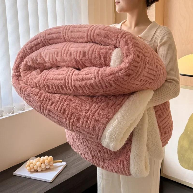2026 Autumn Winter Blanket Thickened Tuff Lamb Velvet Blanket for Bed Soft Fluffy Warm Sofa Blankets Office Sofa Bedding Blanket