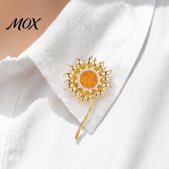 Everyday Wear Brooch Rhinestone Sunflower Pin for Women, Golden Flower Lapel Suit Long-lasting Dress Scarf Hat Bag Decoration, Clothing Accessory Gift