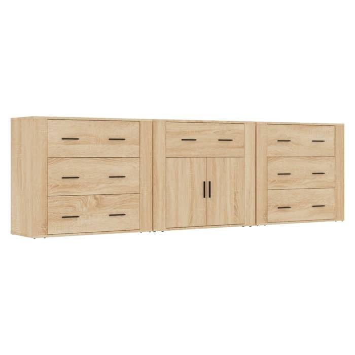 Buffet - Maison Exclusive 3-piece - Sonoma Oak - Engineered Wood - Large Storage