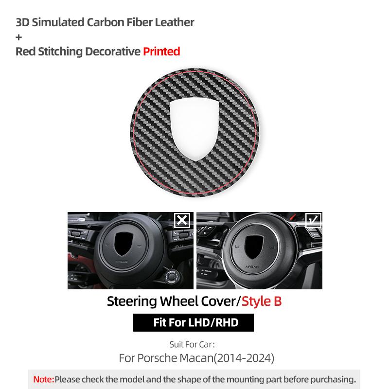 For Porsche Macan Cayenne 911 Panamera 718 Made of Alcantara Car Interior Steering Wheel Trim Center Sticker Tuning Accessories