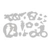 Little Girl Flower Bicycle Frame Metal Silvery Stencil Embossing Cutting Dies For Diy Scrapbooking Paper Album Cards Making