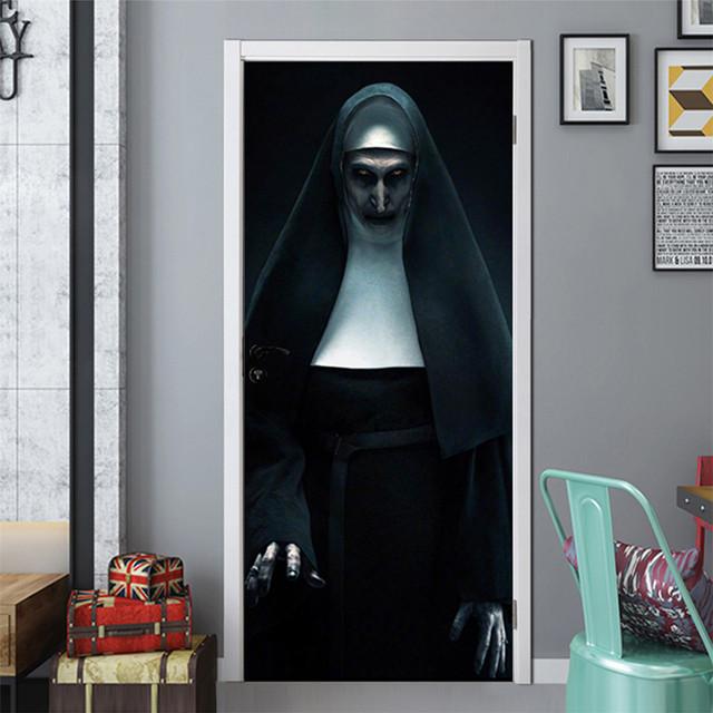 3D Gray Horror Wallpaper For Halloween Decoration Door Sticker Self-adhesive Waterproof PVC Wall Decal Party Decor Zombie Mural