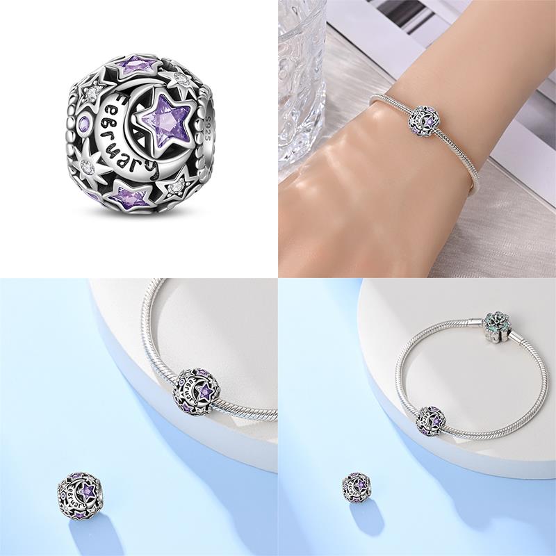 New Copper January-December Birthstone Charms Fitoriginal Bracelets Diy Jewelry Making For Women Gift