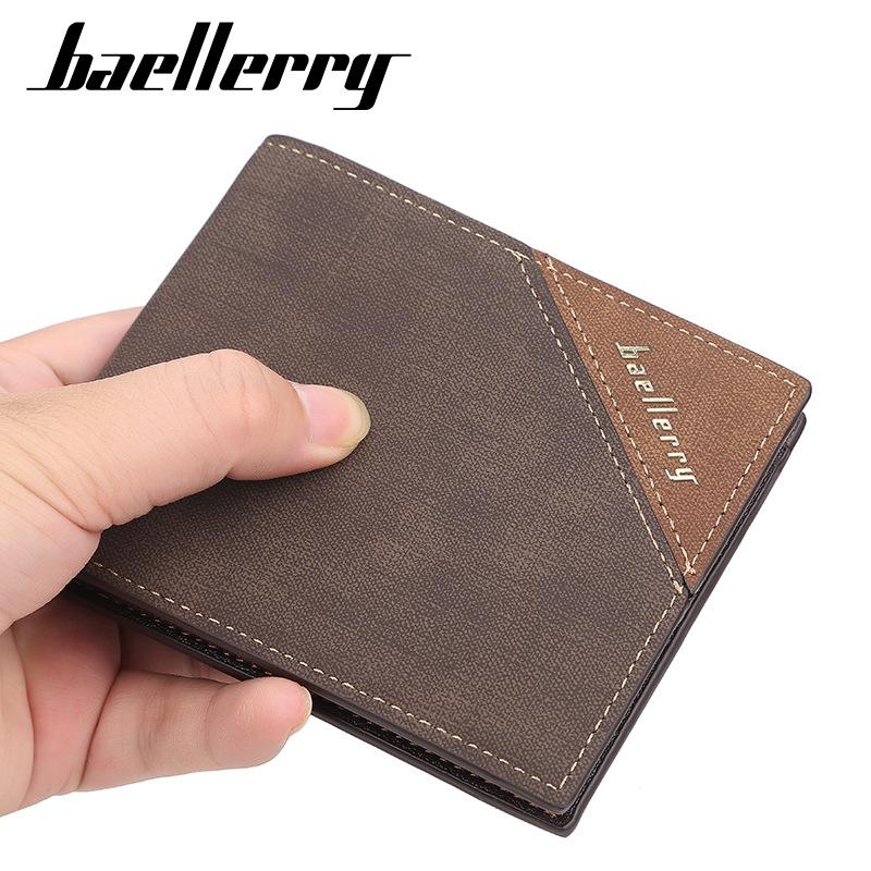 

Мужской кошелек из матовой искусственной кожи Baellerry, винтажный классический дизайн, короткие двойные кошельки, мужской кошелек