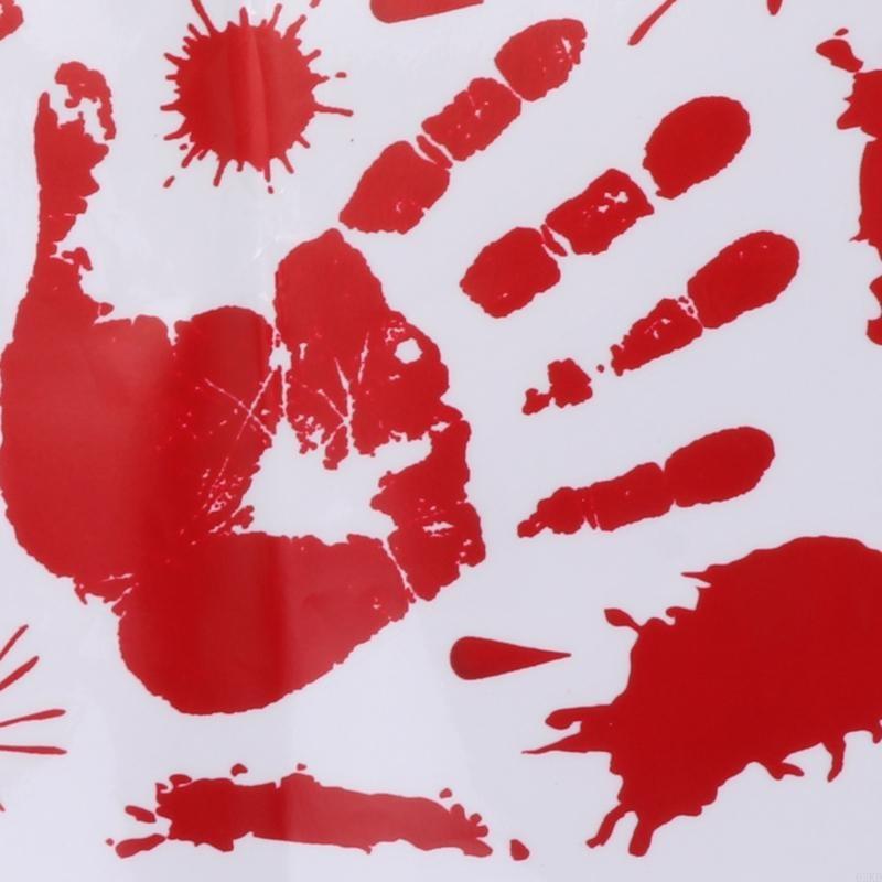 62KD Halloween Bloody Hand Print Window Clings Stickers Party Decorations Prop Sheet