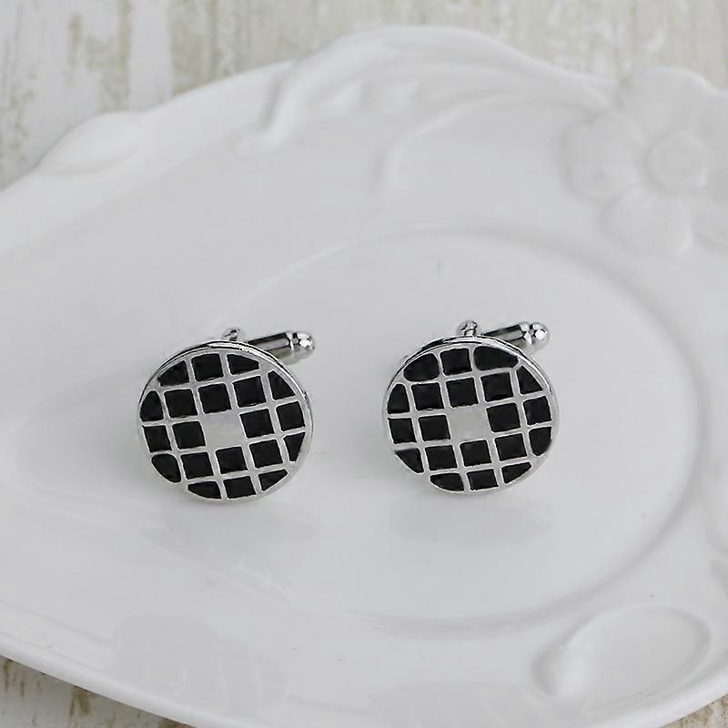 Creative round drip plaid cufflinks and studs for men's suits and shirts B1117