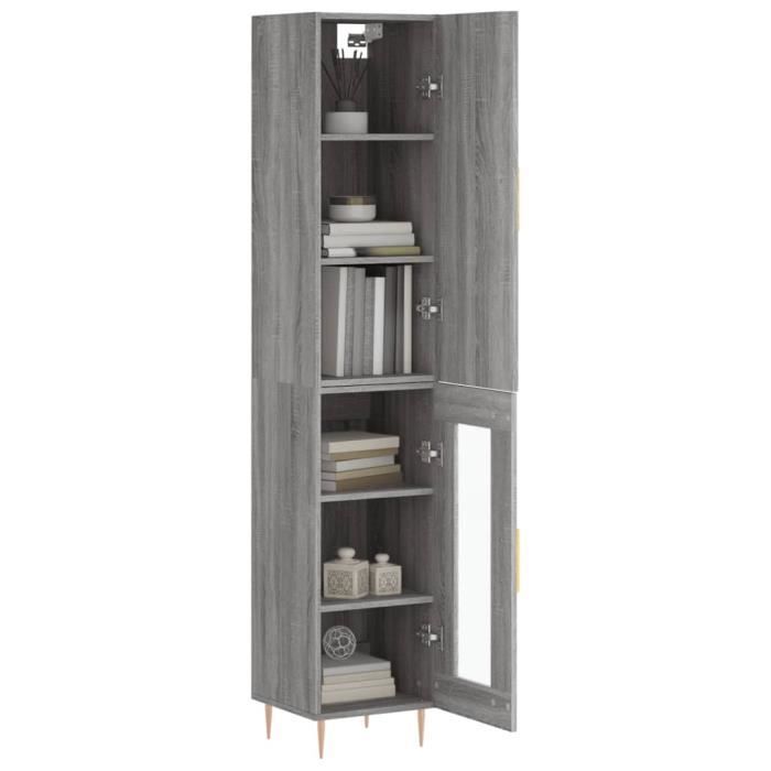 VidaXL Buffet haut Sonoma gris 34,5x34x180 cm Bois d'ingénierie 3199039