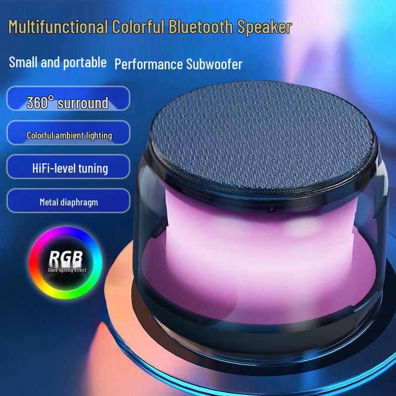 Mini Bluetooth Speaker S100: Transparent Design with Ambient Lights & High-Quality Sound Subwoofer