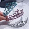 Happy Birthday  Letter Water Diamond Crown Party and Dance Supplies Girl's Birthday Crown  Alloy Headband  Headwear