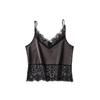 European and American Lace Splicing Satin Suspender Vest V-neck Sleeveless Bottoming Shirt Inside and Outside, Sexy Female French Style
