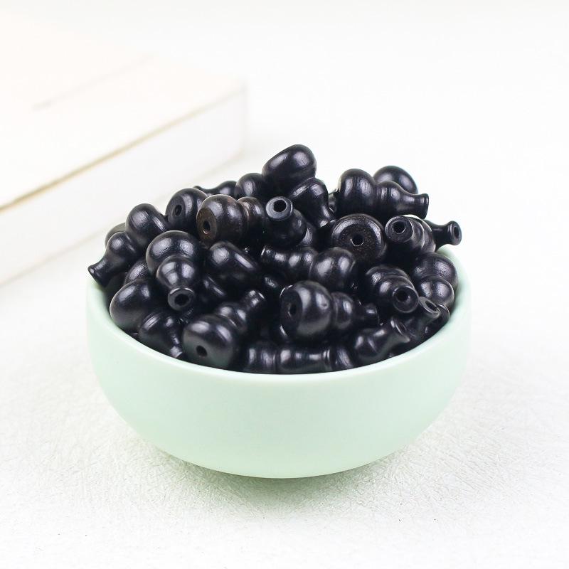 Small 10x15MM Ebony Wood Gourd Pendant Buddhist Beads Bracelet - Handmade Wenwan Wooden Accessory.