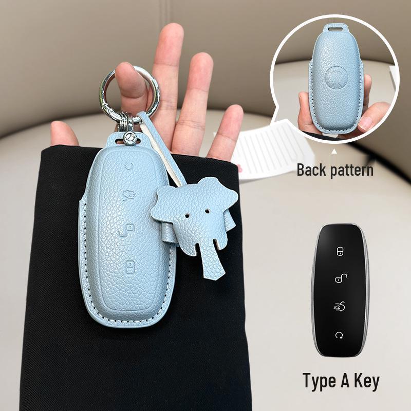 French Style Leather Key Case for BYD D9/N7/N8 - Full Coverage Remote Control Protective Shell