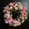 Corona de Flores Artificiales Coronas Florales de Verano para Puerta Principal Decoración Elegante para Pared Exterior Ventana Fiesta Festiva Boda