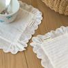 Korean Style Soft Flounced Lace Ruffle Placemats Non-Slip Dustproof Table Pads for Living Room Tea Table Decor