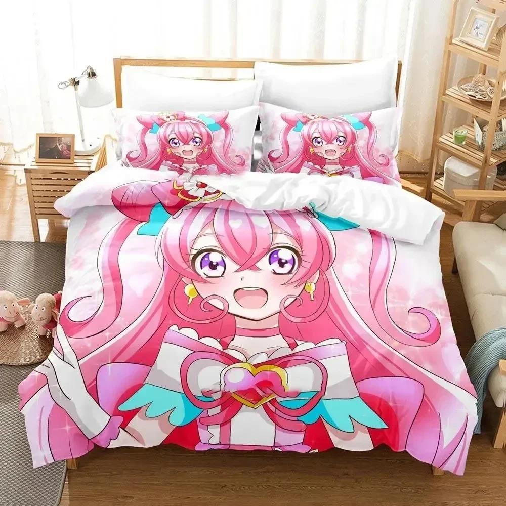 Anime Pretty Cure Bedding Set Boys Girls Twin Queen Size Duvet Cover Pillowcase Bed Kids Adult Fashion Home Textileextile