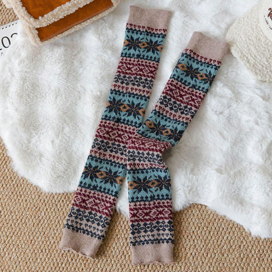 Japanese Women's Warm Knee-Length Wool Socks for Autumn and Winter