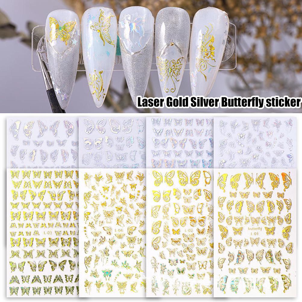 8 Sheets 3D Nail Art Stickers Water Transfer Decals Self Adhesive Nail Decorative Stickers DIY Manicure Beauty Accessories