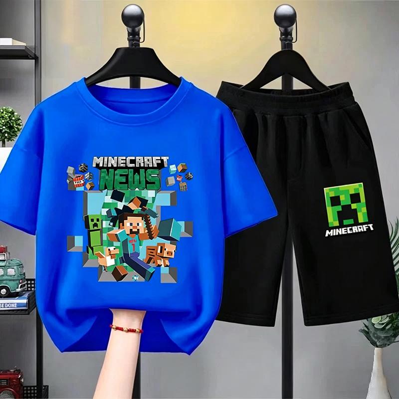 

sandbox game T Shirt short Kids Summer my craft Short Sleeve T-shirt Shorts 2pcs Sets Toddler Girls Outfits Children Casual Sportsuit 100