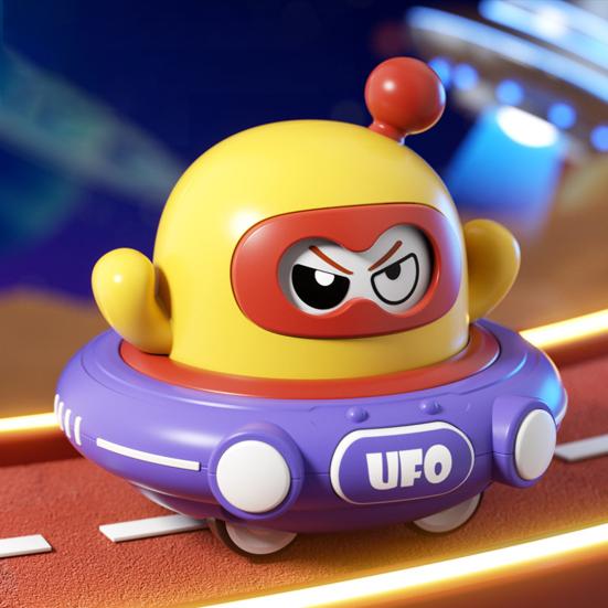 Back UFO Car Toy Inertial Drive Children Cartoon Spaceship Toddlers
