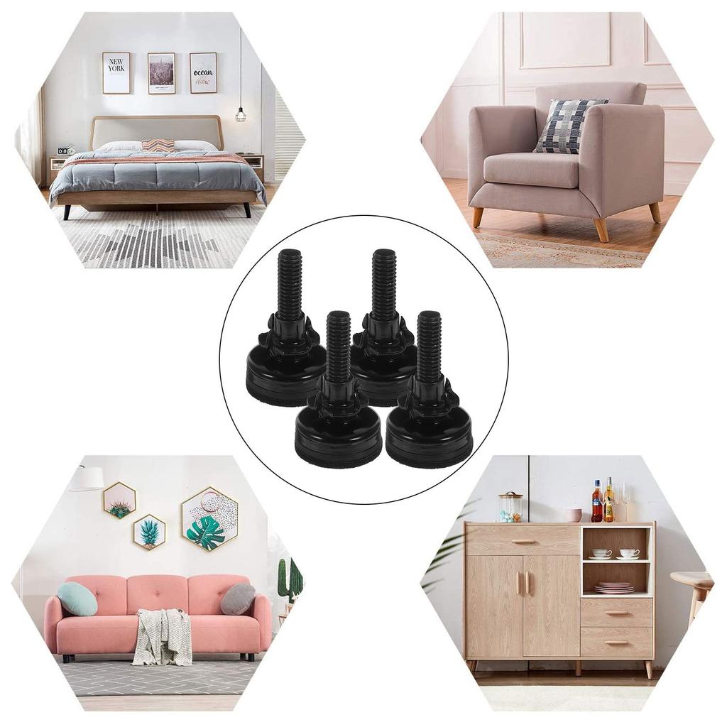 4Sets Adjustable Furniture Levelers Table Legs Leveling Feet Felt Pads Carbon Steel Furniture Straightener Table Feet