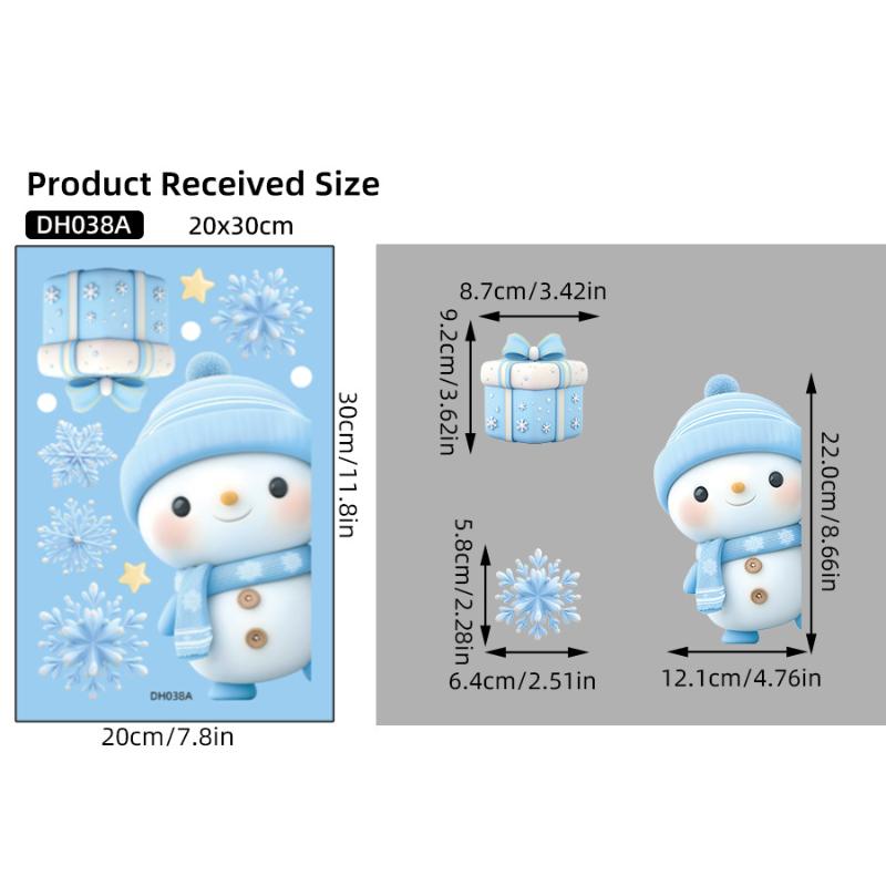 1/2/3/4/6/9 Sheets Winter Snowman Santa Claus Snowflake Static Electricity Decals Christmas Window Stickers Ornaments Xmas Decor