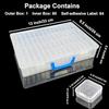 Portable clear bead organizer box with 61 compartments for craft supplies small parts screws and household storage with labels