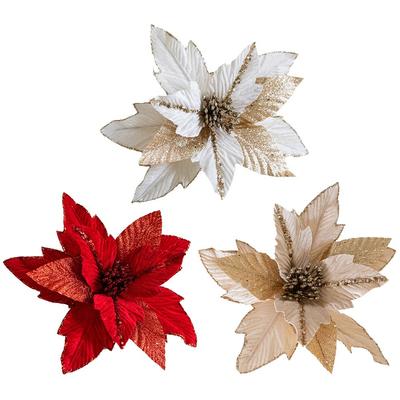 Party Decoration Christmas Poinsettia Ornament Festive Tree Ornament