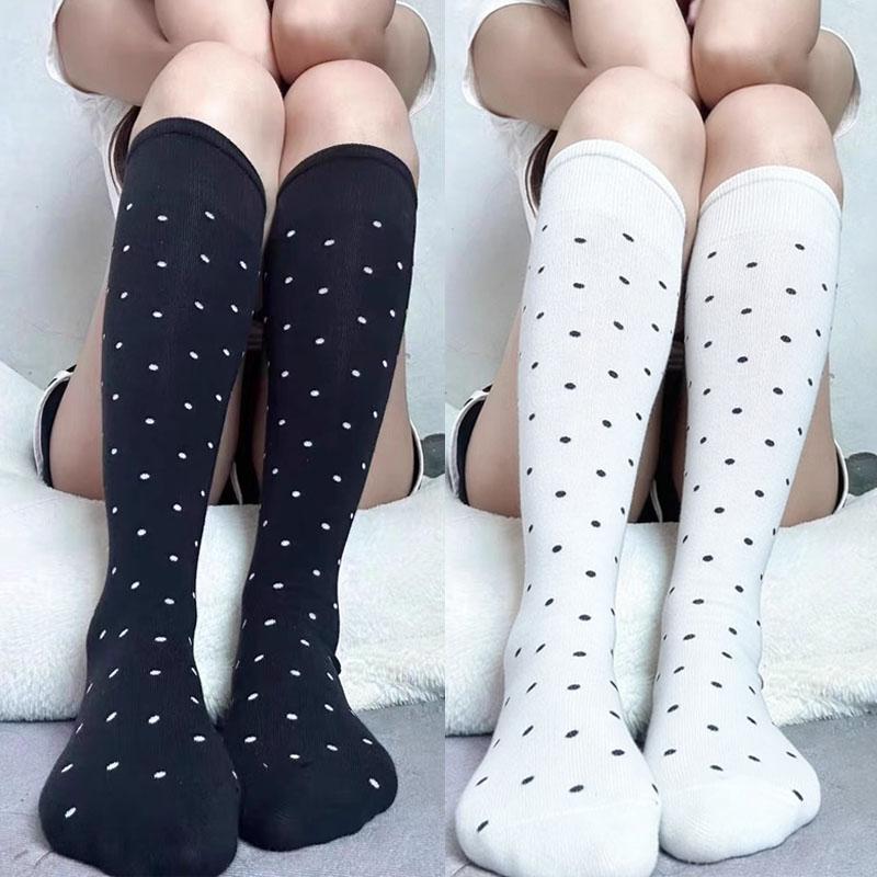Polka Dot Print Long Socks Lingerie Sexy Mesh Fishnet High Knee Sock Women Summer Nylon Thin Transparent Lolita Kawaii Stockings