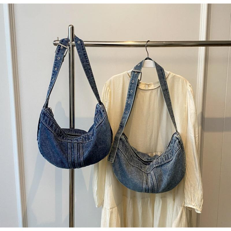 College Student Shoulder Bag Japanese Harajuku Denim Bag Girls Korean Versatile Crossbody Bag Women Shoulder Dumpling Bag