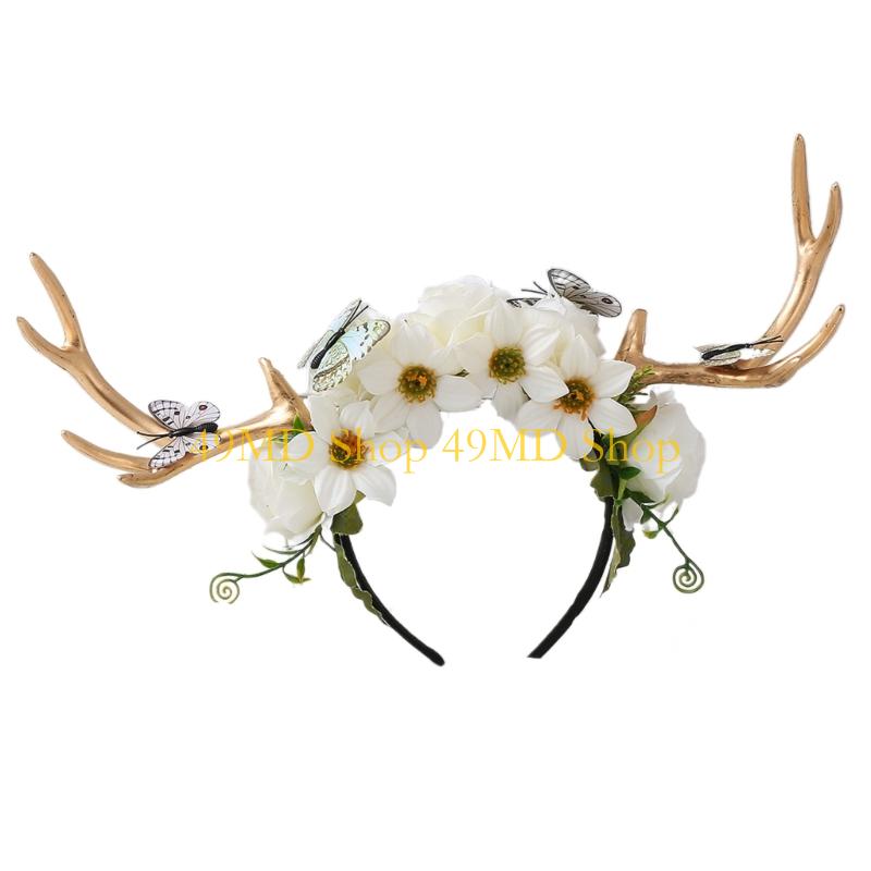 49MD Lightweight Holiday Antler Headbands For Christmas Halloween Incidents Soft Comfortable Design