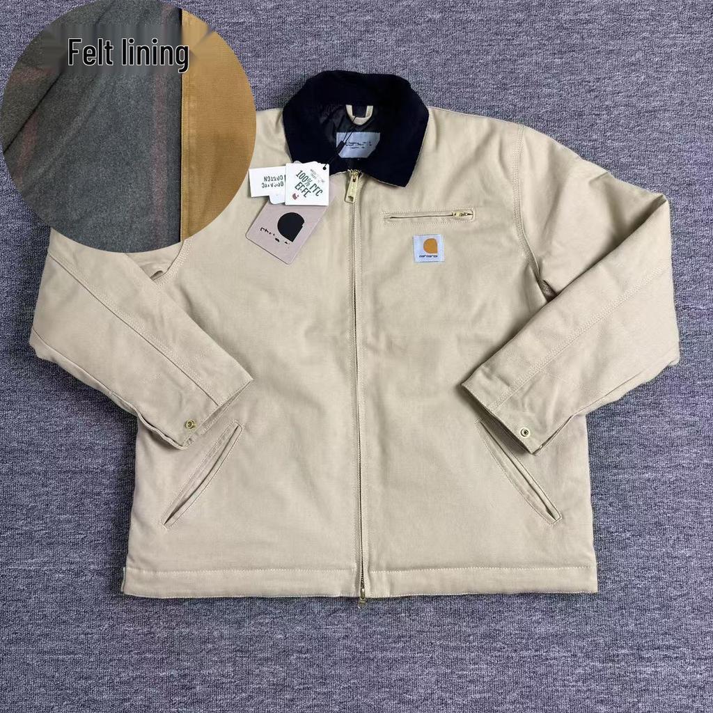 Detroit J01 Těžká canvasová bunda z čisté bavlny s retro klopou