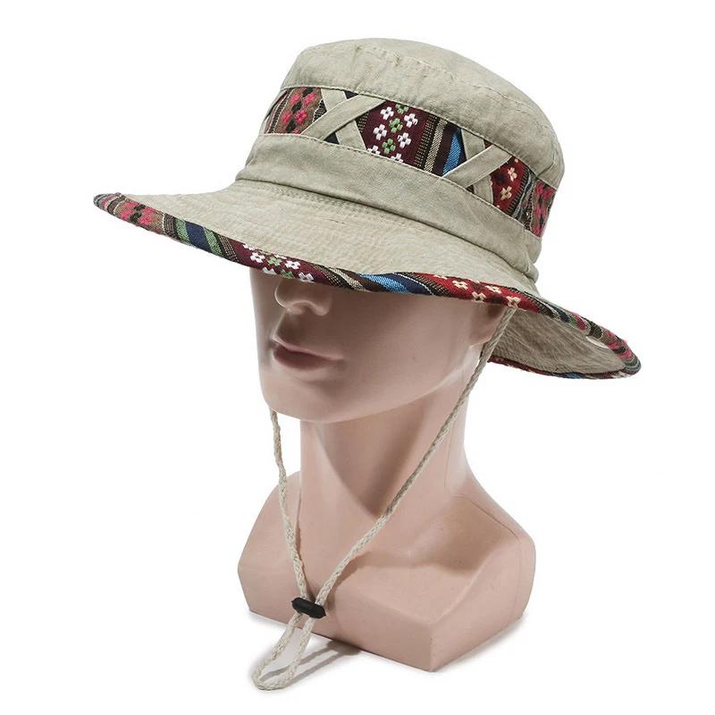 Summer Fisherman Hats For Women Men Ethnic Style Cowboy Bucket Hat Outdoor Camping Hiking Fishing Basin Cap