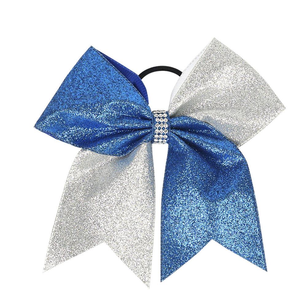 7 Inches Fashion Sparkling Glitter Cheerleading Hair Bow Glitter Grosgrain Ribbon Bows Hair Band Hair Tie For Girls And Women