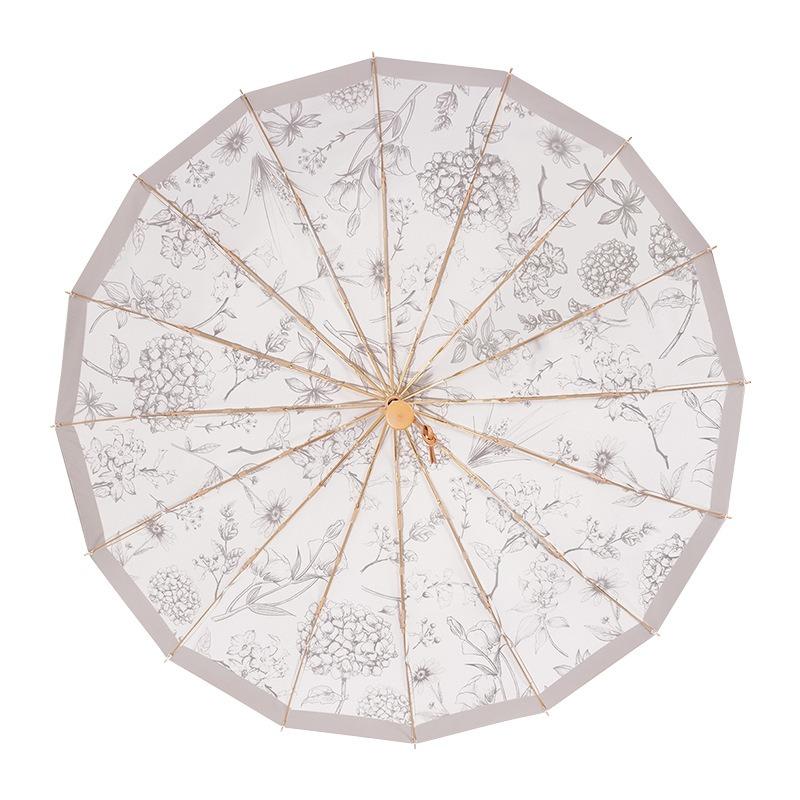 Retro high-value 16 bone color glue double-layer sun umbrella for girls sunscreen and UV protection parasol