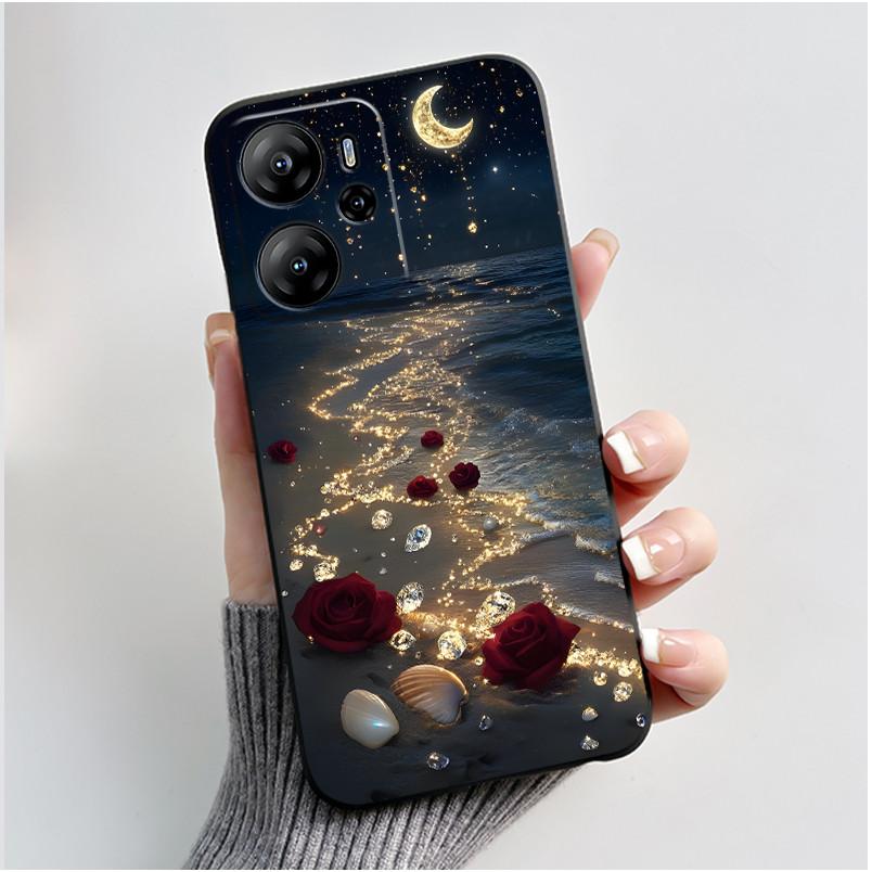 Para Funda Oscal Tiger 13 Lindo Corazón de Amor Conejo Negro Silicona Suave Cubierta Trasera Protectora Para Funda de Teléfono Blackview Oscal Tiger 13