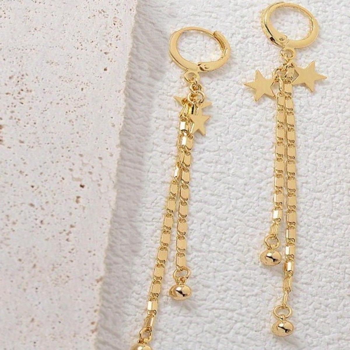 Модные Легкая Роскошь Кисточка Звезда Асимметричные Серьги Новые Женские Серьги Камни