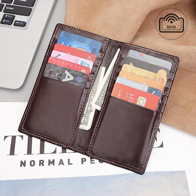 Jiameida Retro RFID Anti-Theft Leather Wallet & Coin Bag