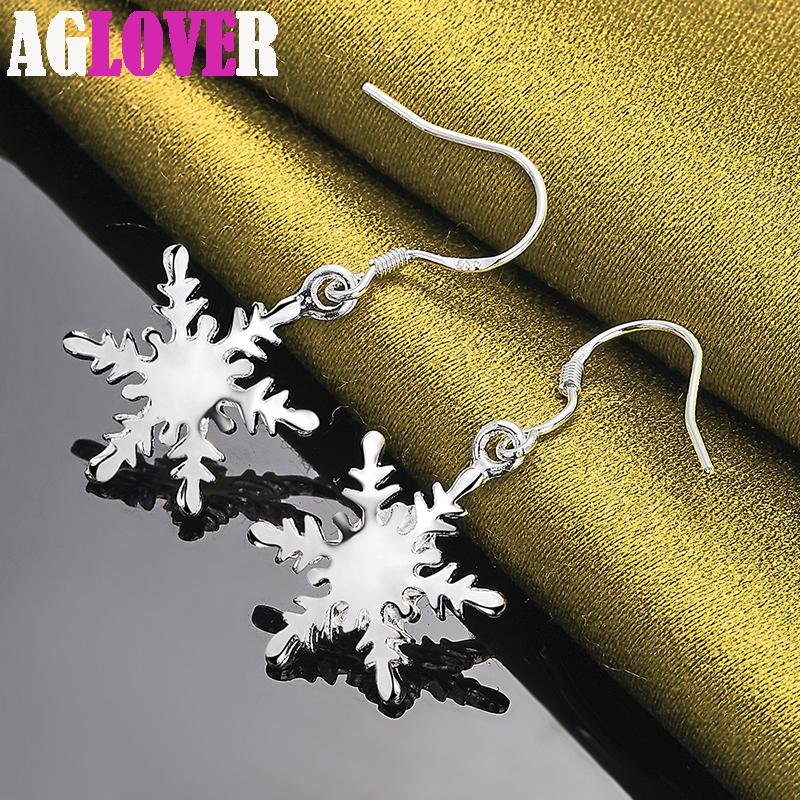 925 Sterling sølv Snowflake Drop øredobber smykker