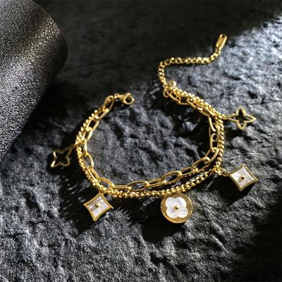 No Color Loss Titanium Steel Four-Leaf Clover Bracelet Fashion Simple Light Luxury Four-Leaf Clover Ladies Bracelet