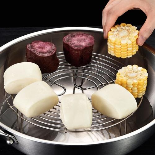 Heat-resistant and insulated steamer rack, suitable for frying pans, steamers, and rice cookers. Stainless steel rice cooker rack, convenient multi-pu