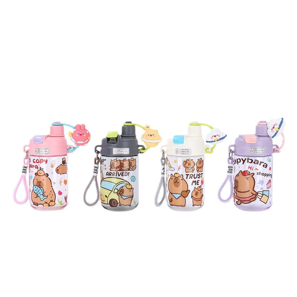 Water bottle explosion Kapibara plastic cup plastic straw cup men and women high value outdoor portable kettle children cartoon