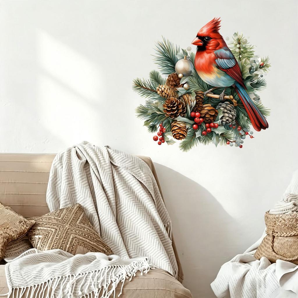 Sticker Feather Bird Christmas Self-adhesive Wall Sticker for Bedroom Wall Holiday Decoration Sticker