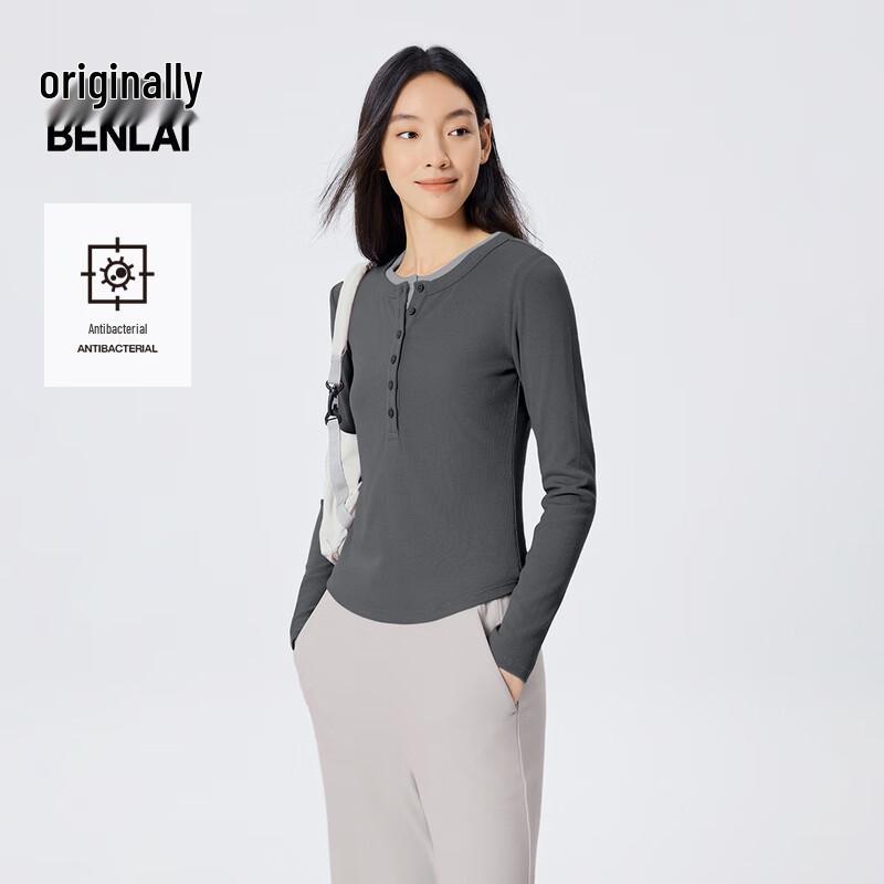 BENLAI Women's Anti-Bacterial Slim Fit Henley T-Shirt