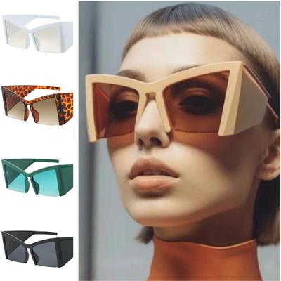 Fashion Square Sun Glasses Anti-UV Spectacles Oversize Frame Eyeglasses Personality Temples Fashion Semi-Rimless Sunglasses